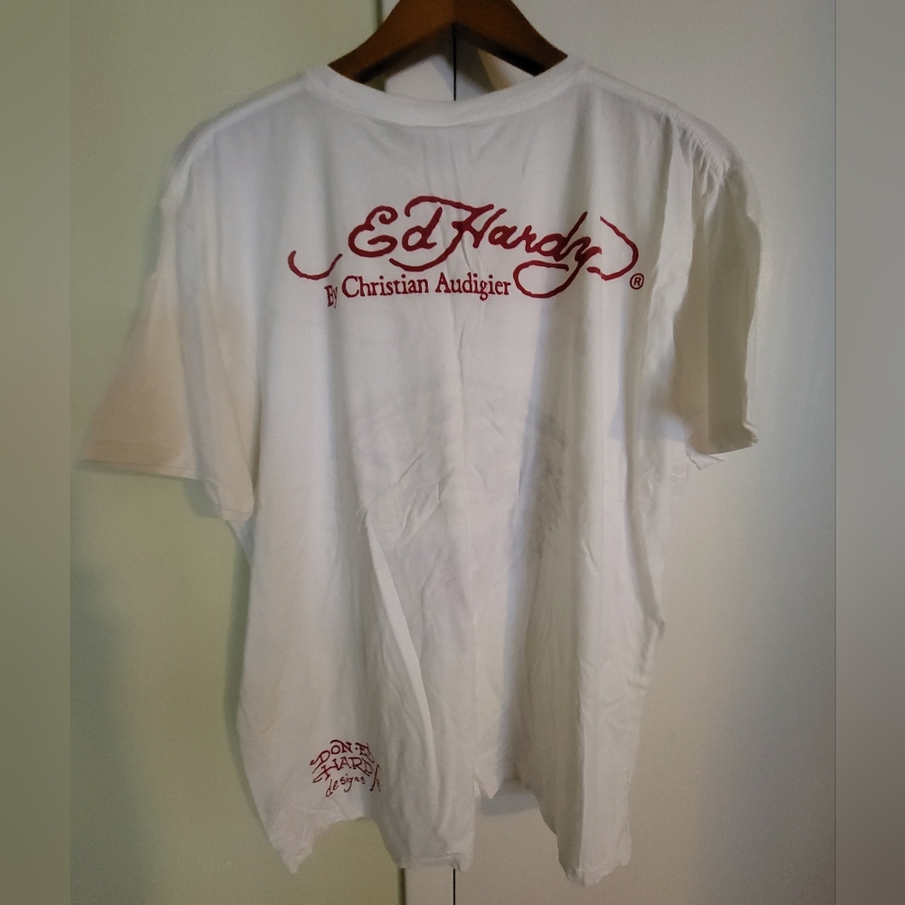 NWT Men's Ed Hardy Tiger White T-Shirt Sz XL - Picture 2 of 6